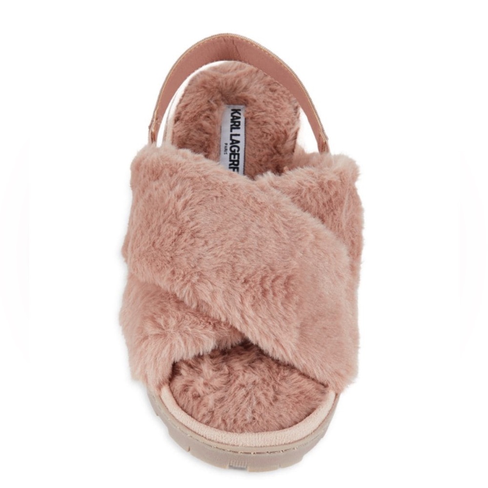 Karl Lagerfeld Fax Fur Slippers Sandals - Picture 4 of 4